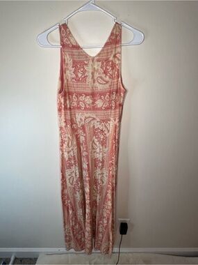 Chaps Coral and Cream Paisley Sleeveless Maxi Dress